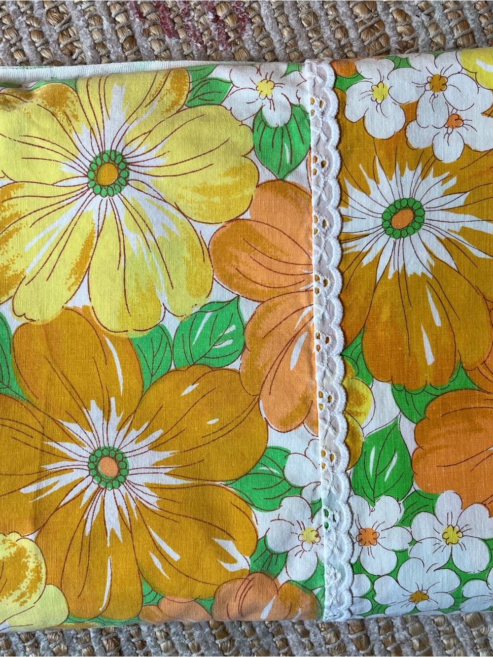 Vintage full/double flat top sheet floral 100% cotton